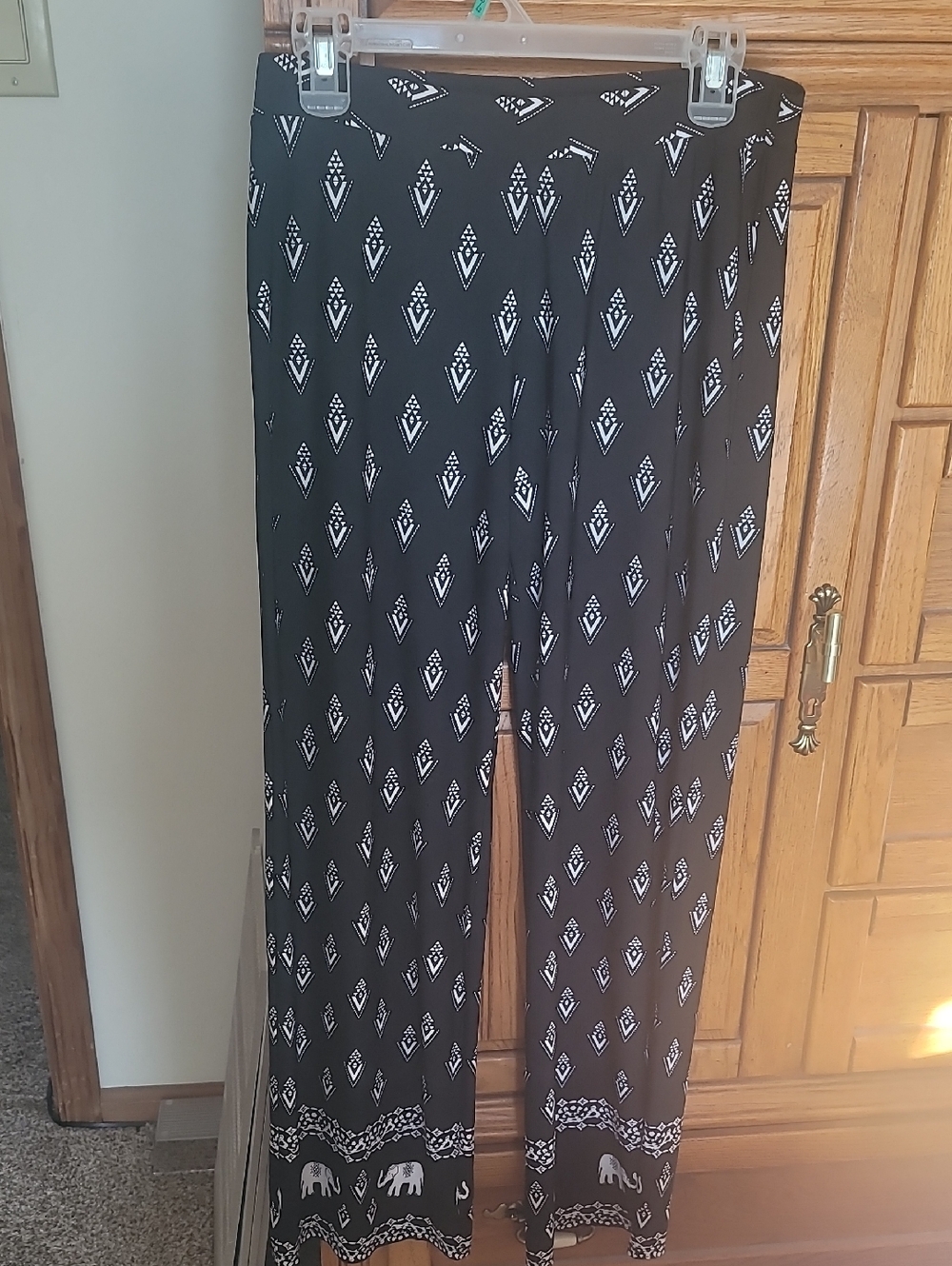 Passport Black and White Geometric Wide-Leg Pants